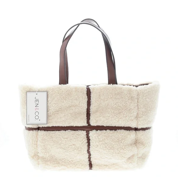 NWT Cream and Brown Tote Bag - Picture 2 of 3